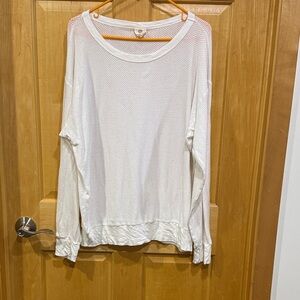 Year of Ours White Mesh Long Sleeve Top size XL